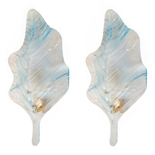 Large blue Murano glass sconces, Italy. set of six.