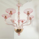 Pink Mid-Century Murano glass chandelier, Italy