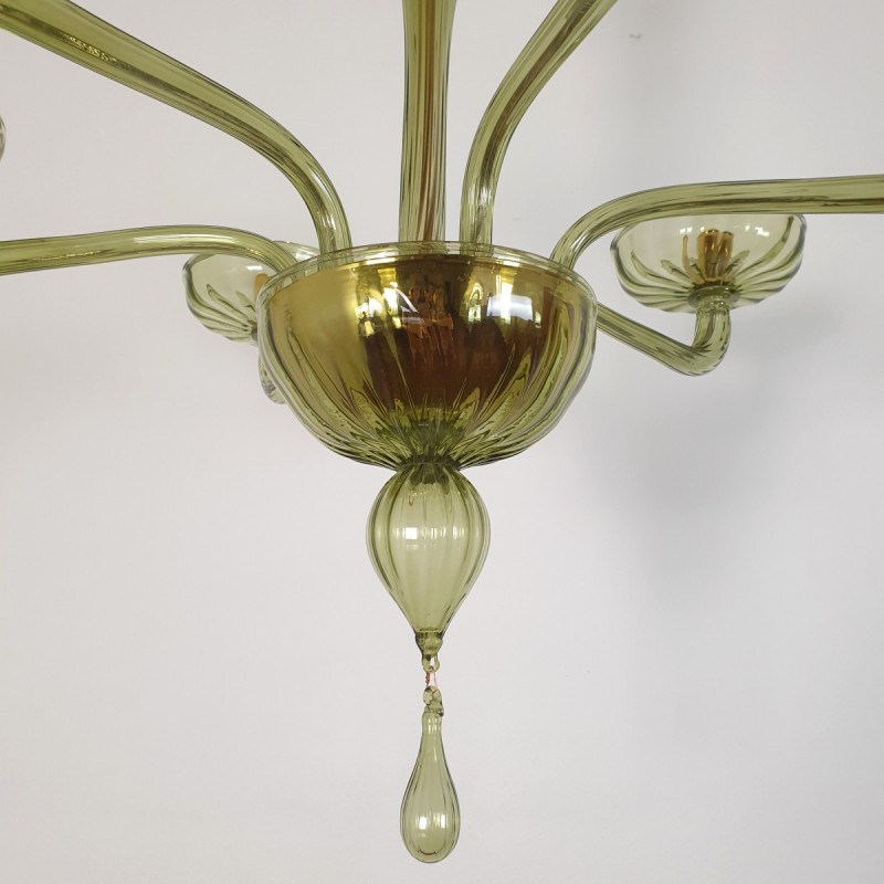 Green Mid century modern Murano glass chandelier