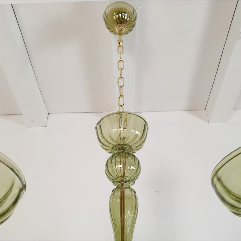 Green Mid century modern Murano glass chandelier