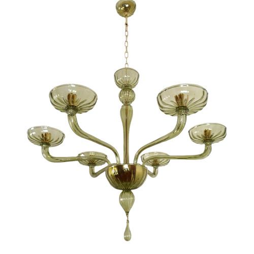 Green Mid century modern Murano glass chandelier