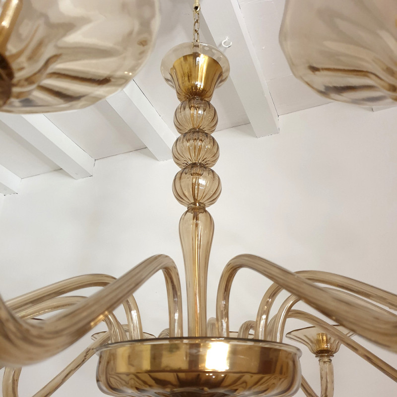 Huge Tan Mid-Century Modern Murano chandelier