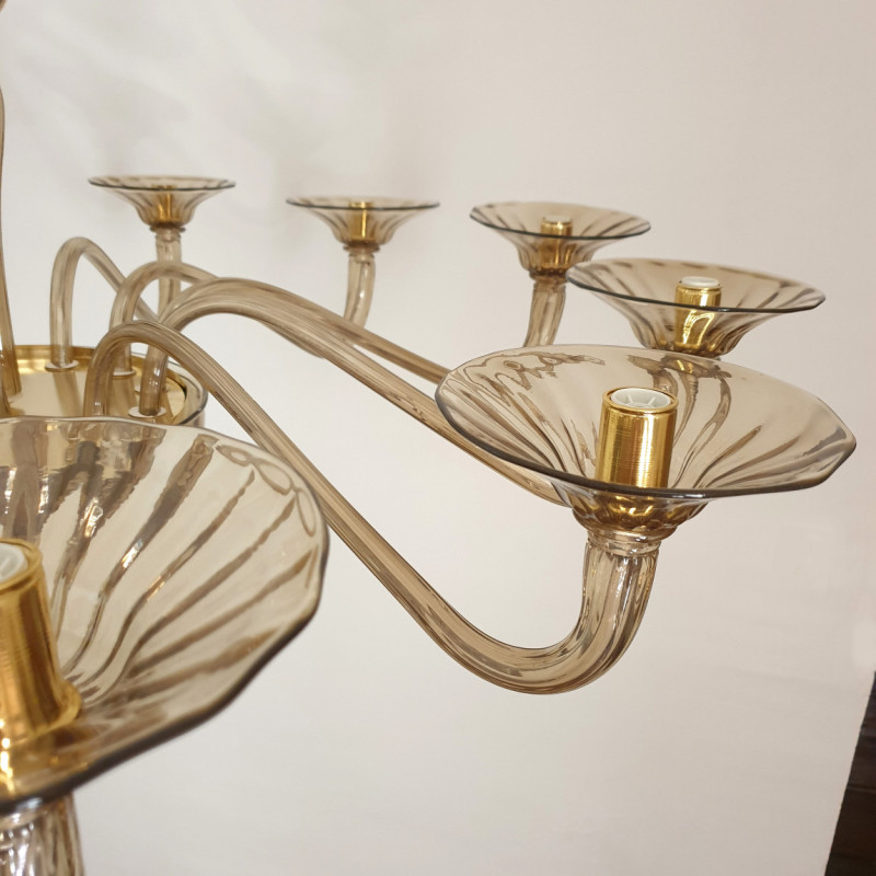 Huge Tan Mid-Century Modern Murano chandelier