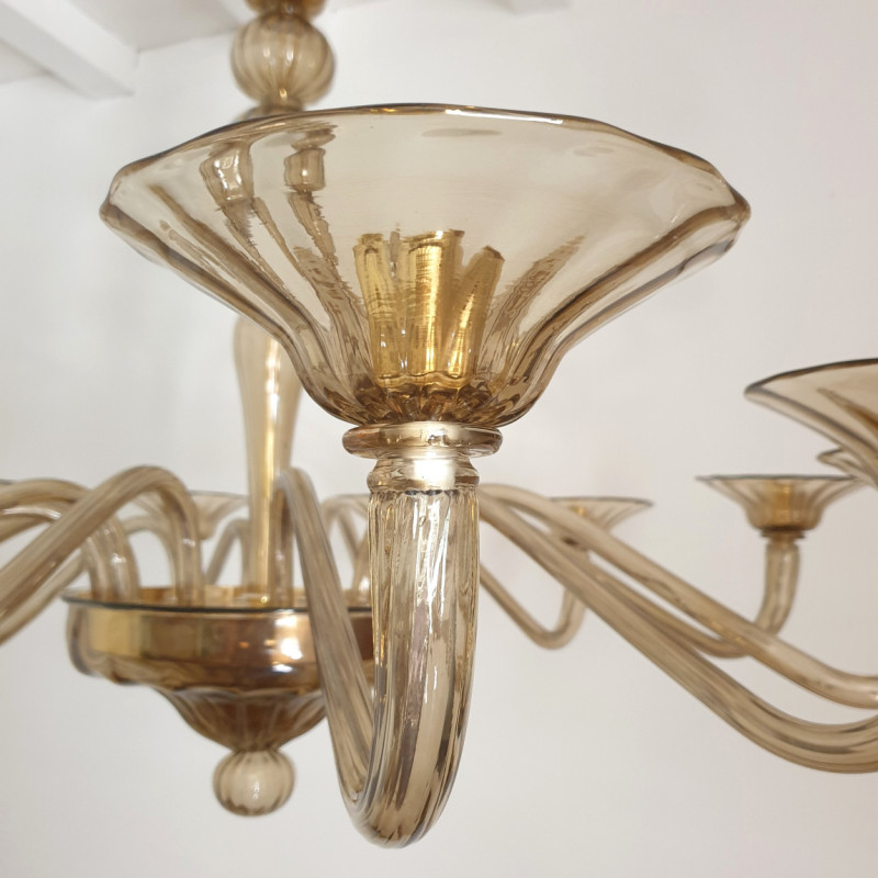 Huge Tan Mid-Century Modern Murano chandelier