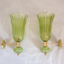 Pair of green Murano glass sconces