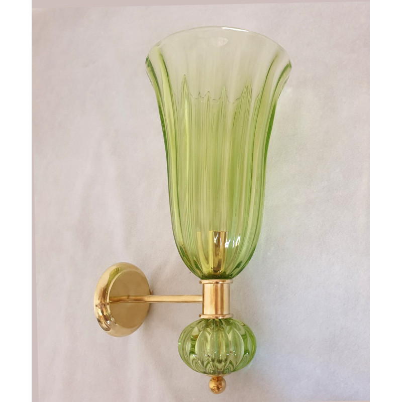 Pair of green Murano glass sconces