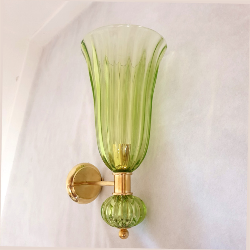 Pair of green Murano glass sconces