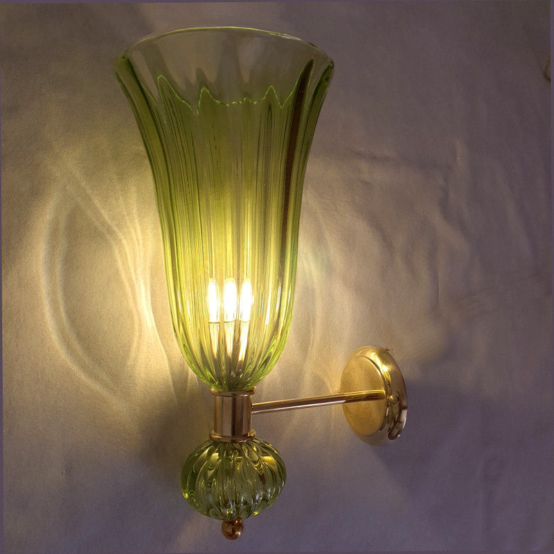 Pair of green Murano glass sconces