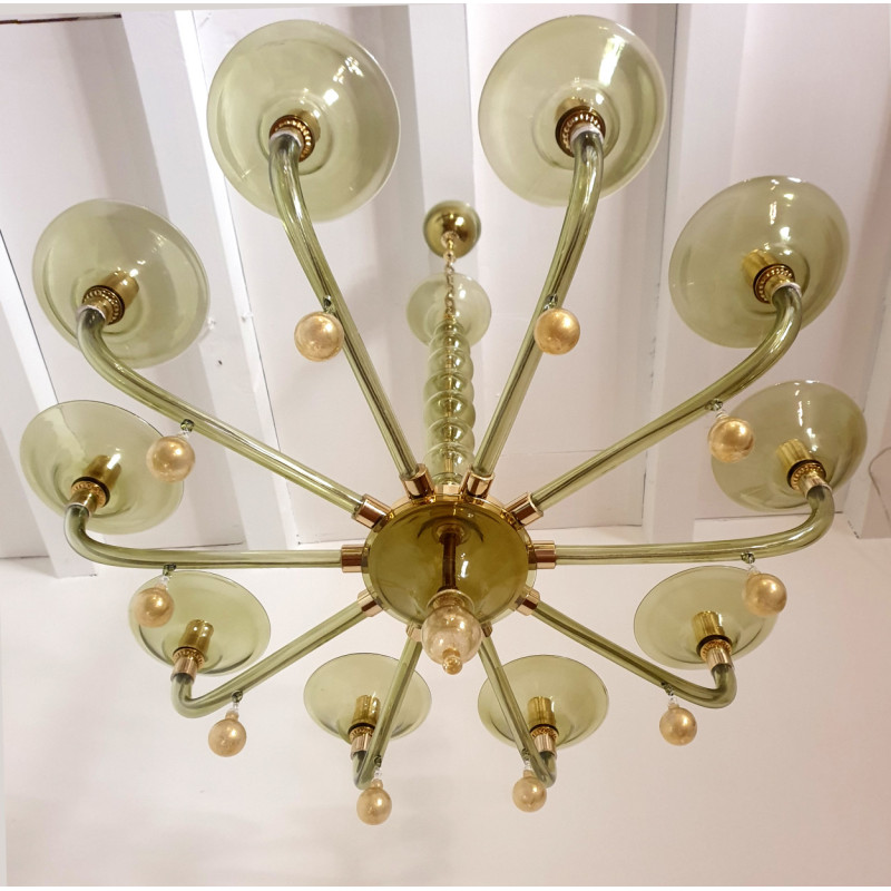 Mid Century Modern green Murano chandelier