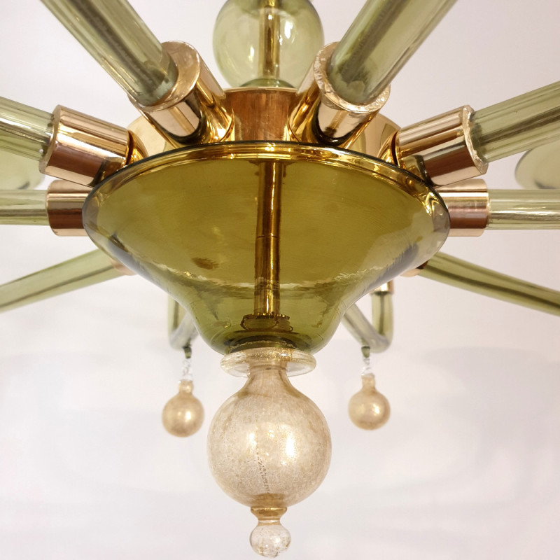 Mid Century Modern green Murano chandelier