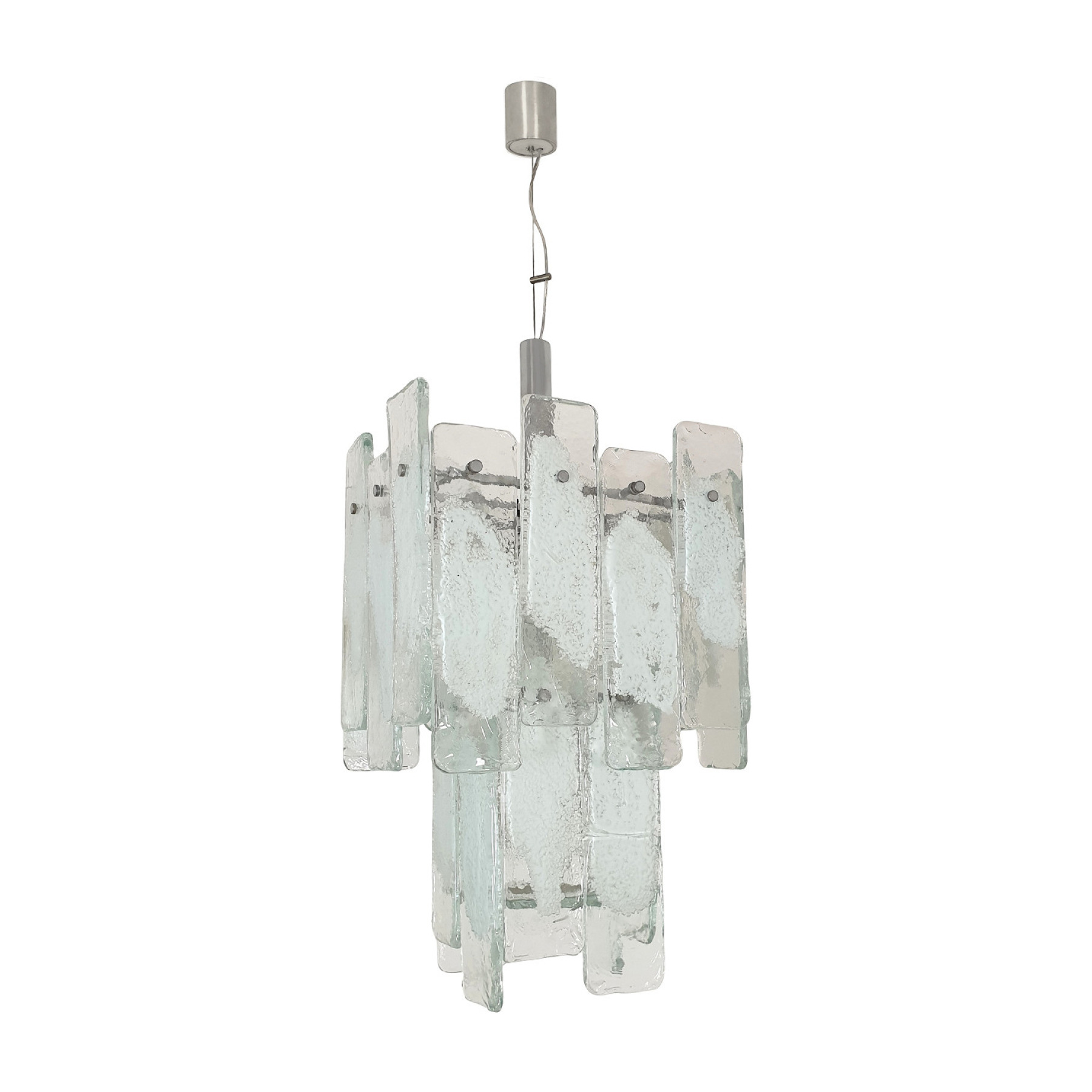 White Murano glass chandelier by Mazzega 1970s