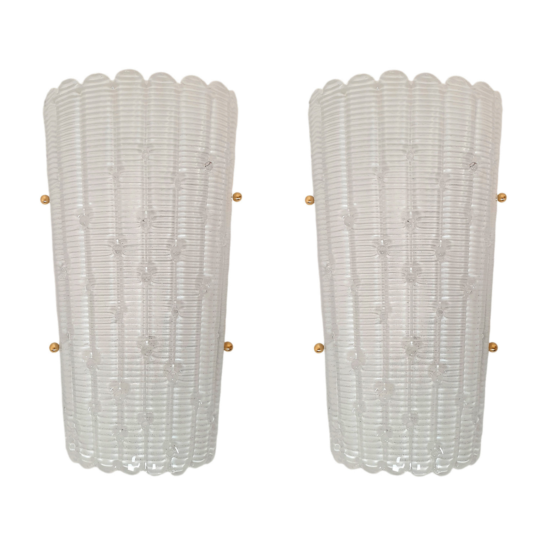 Large Mid Century Modern Murano Glass Sconces - a Pair