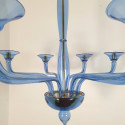 Large Mid-Century Modern Blue Murano Glass Chandelier