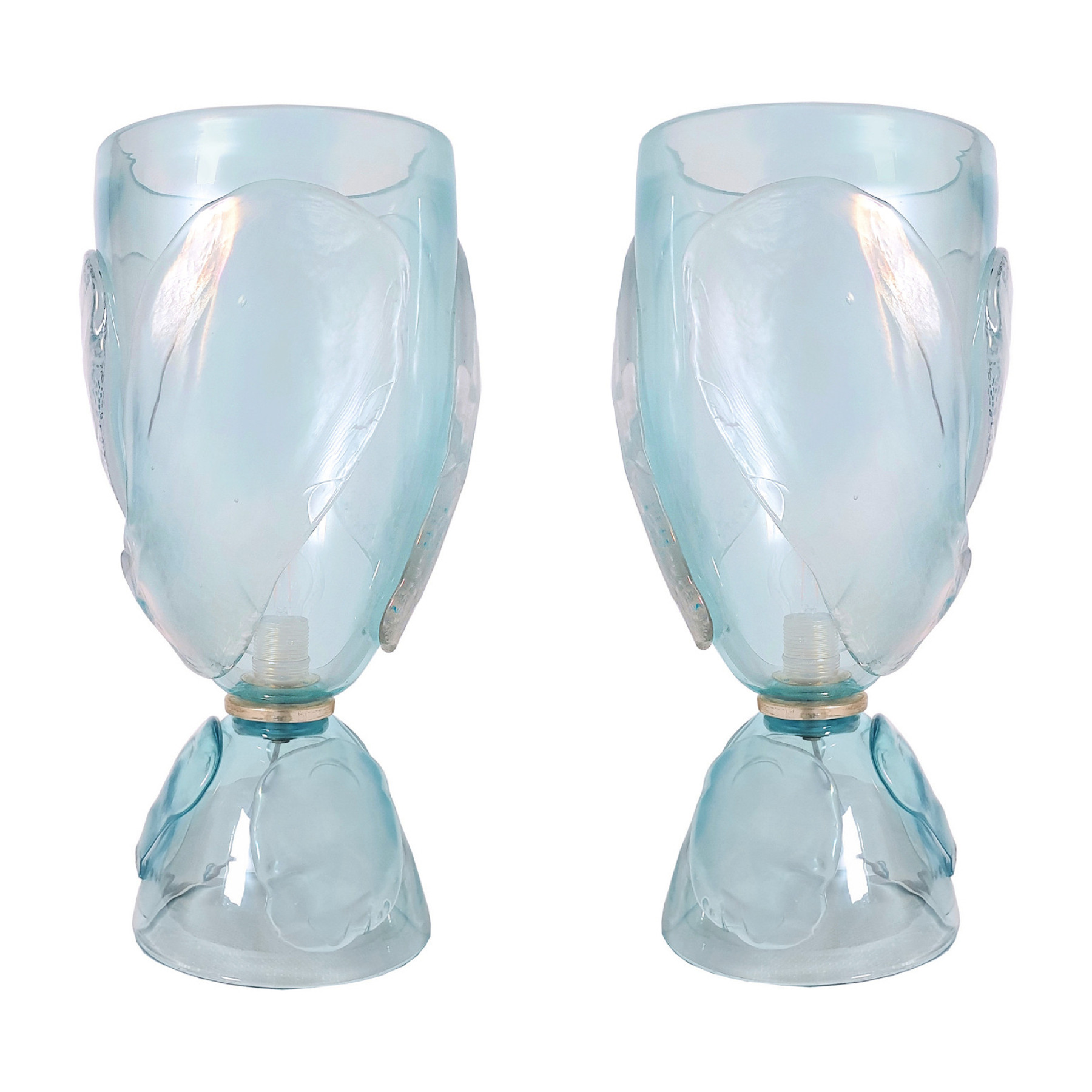 Pair of blue Murano glass table lamps Italy 1970s