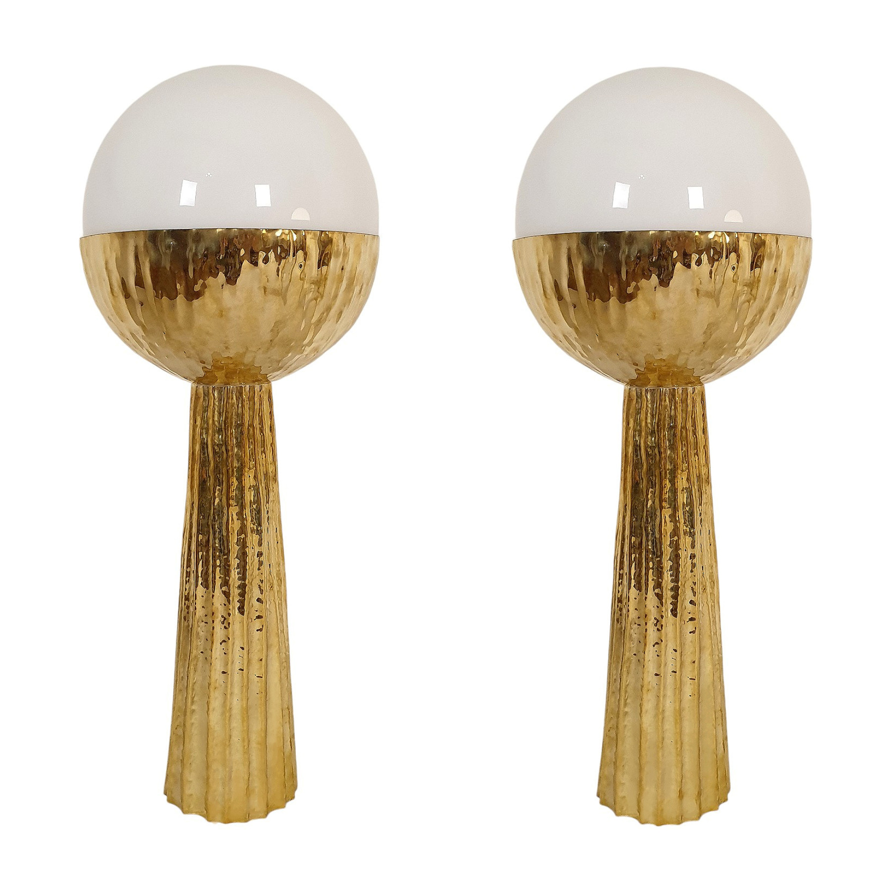 Pair of cactus brass lamps, Italy 2000s