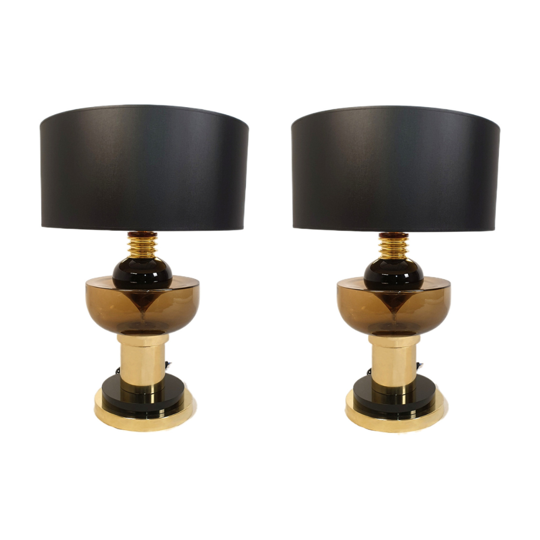 Pair of Mid Century Modern Murano glass lamps, Italy circa 1980s.