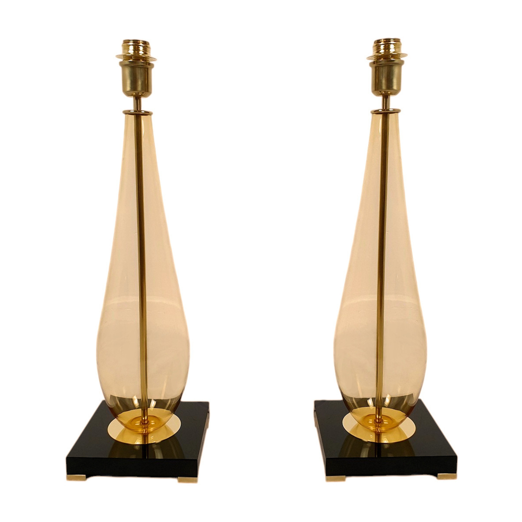 Pair of Amber Murano glass Lamps