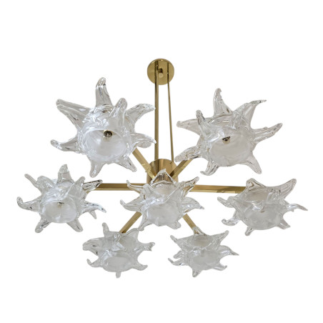 Large Murano glass and brass chandelier, Italy