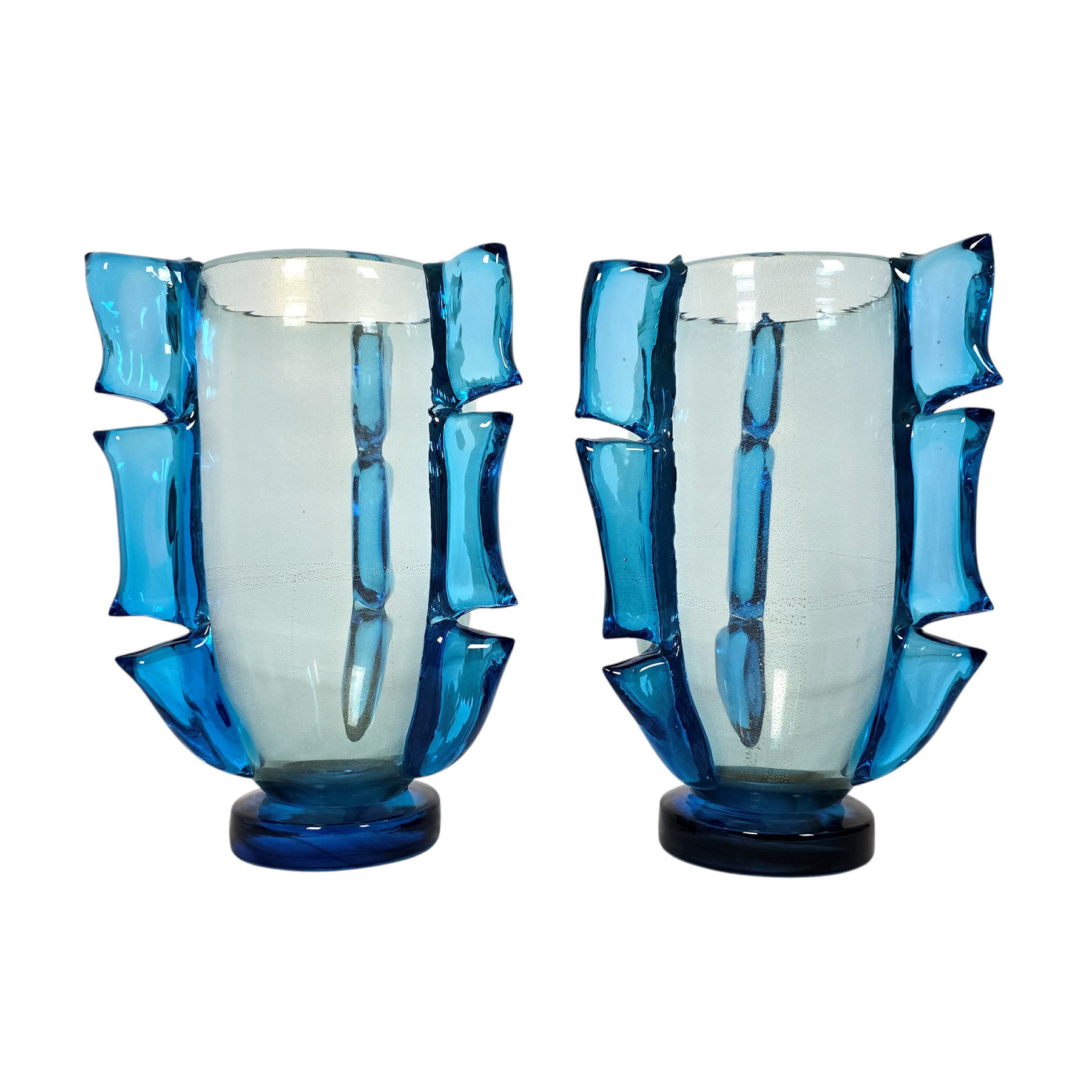 Pair of blue Murano glass vases