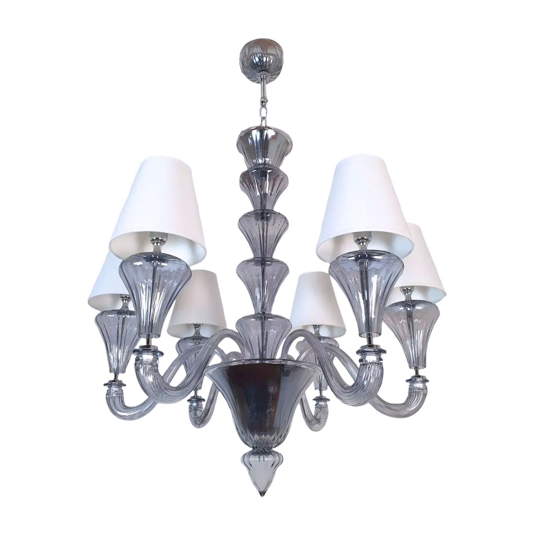 Blue gray Murano glass chandelier 1990s