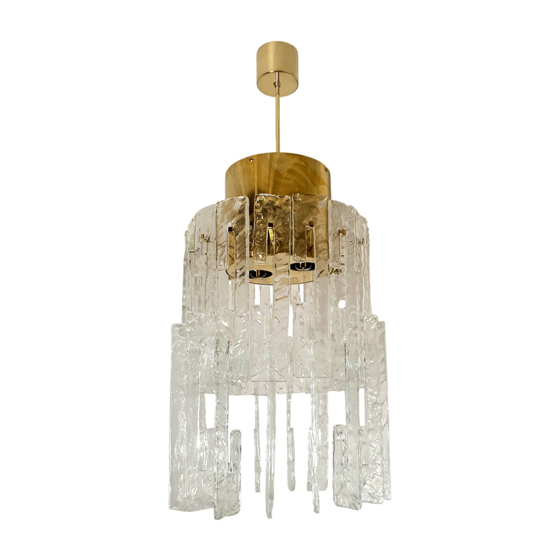 Brass and Murano glass pendant chandelier, Italy