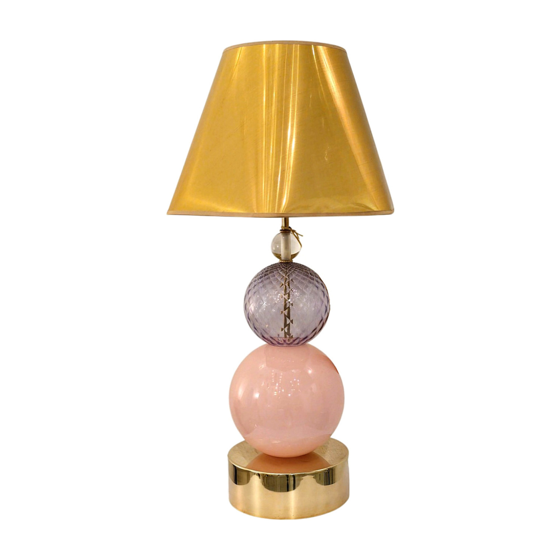 Pink Murano glass and brass table lamp