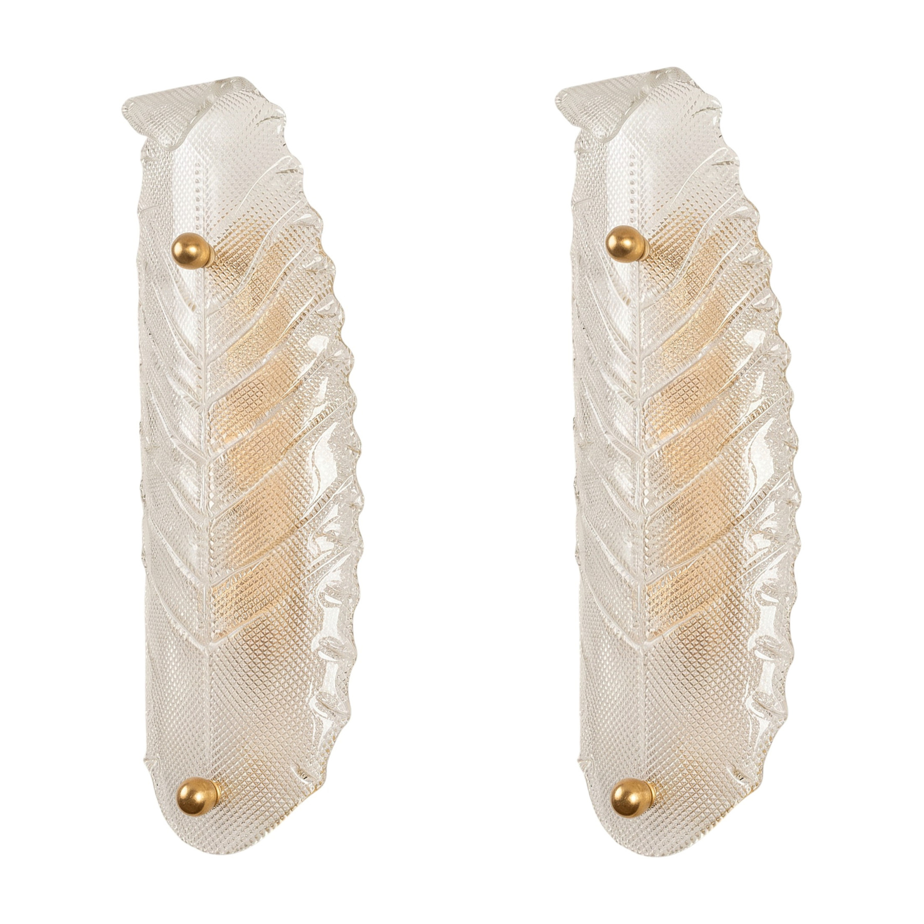 Mid Century Modern Murano Glass Leaf Sconces