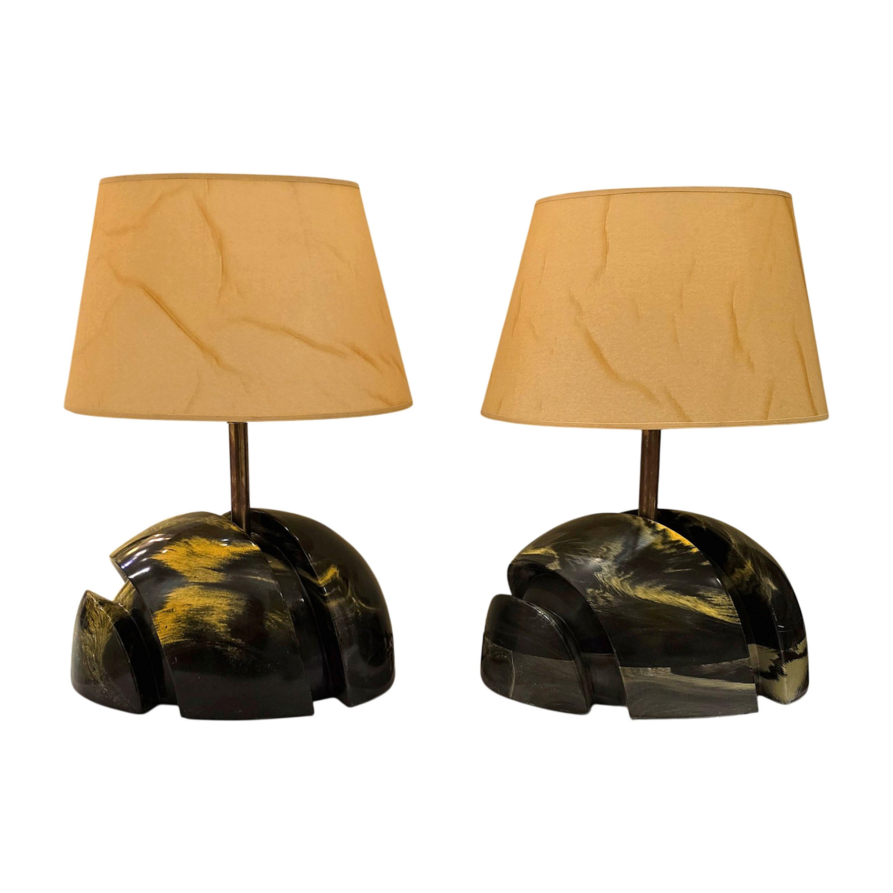 Pair of Mid-Century Modern green marble table Lamps