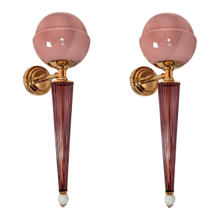 Mid century modern purple Murano glass sconces - set of four