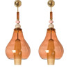 Pair of pink and amber Murano glass pendant lights, Italy 1990s