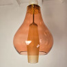 Pair of pink and amber Murano glass pendant lights, Italy 1990s