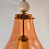 Pair of pink and amber Murano glass pendant lights, Italy 1990s