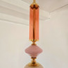 Pair of pink and amber Murano glass pendant lights, Italy 1990s