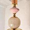 Pair of pink and amber Murano glass pendant lights, Italy 1990s