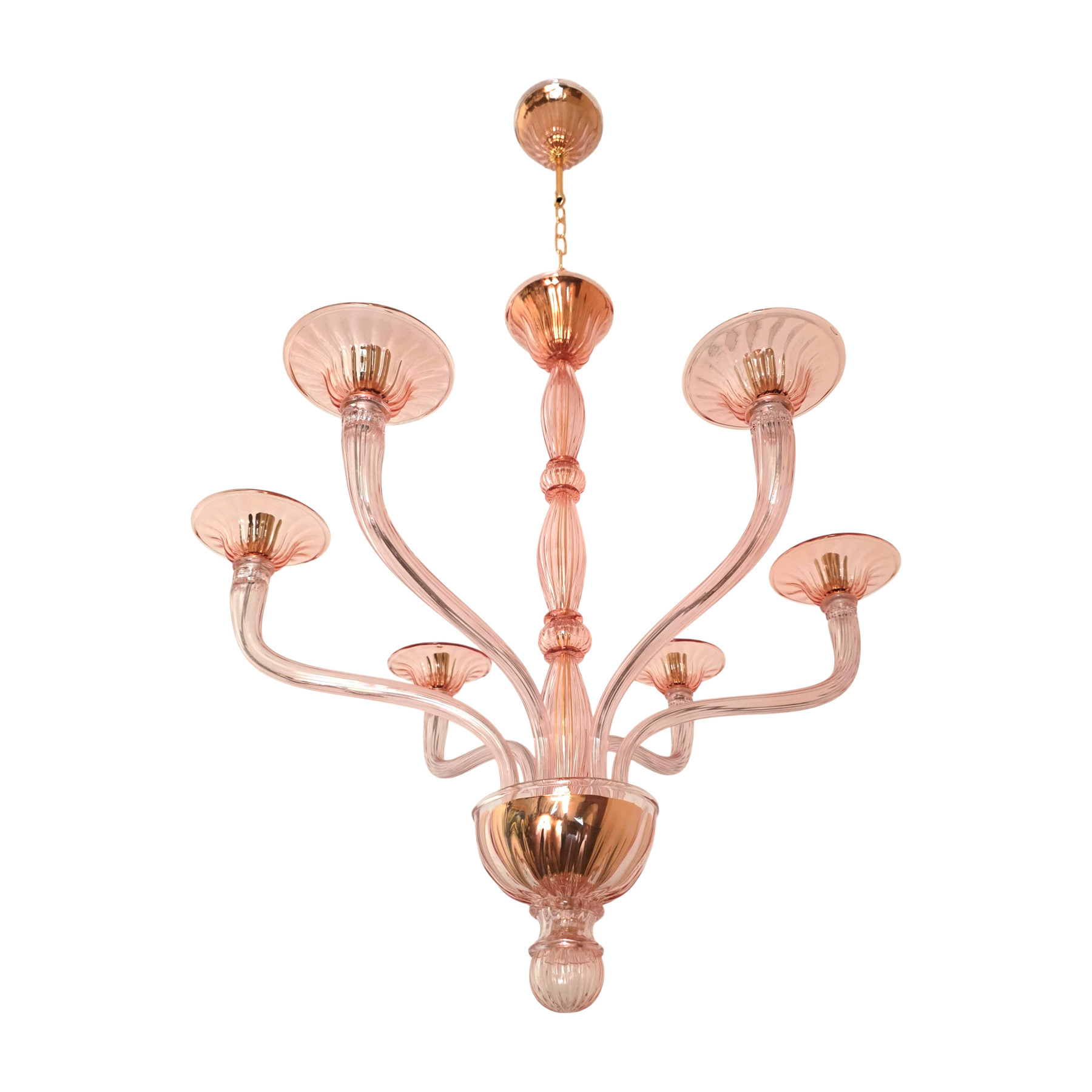 Pink Neoclassical Murano glass chandelier