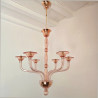 Pink Neoclassical Murano glass chandelier