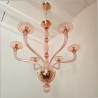 Pink Neoclassical Murano glass chandelier