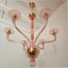 Pink Neoclassical Murano glass chandelier