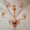 Pink Neoclassical Murano glass chandelier