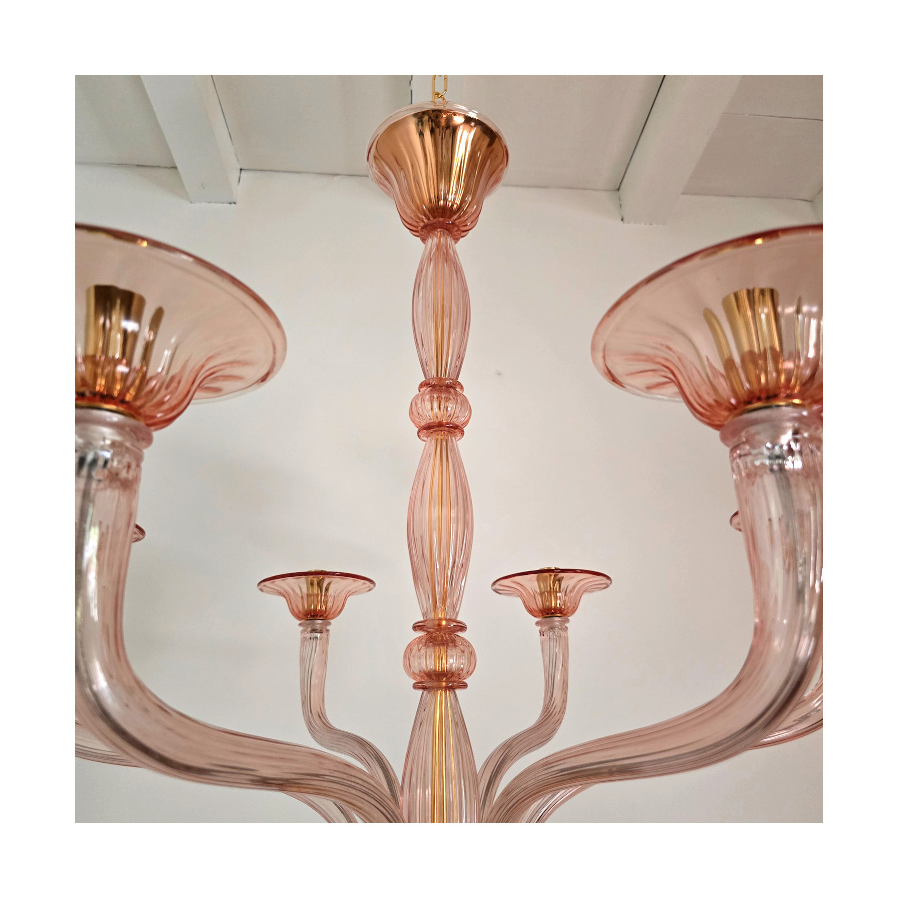 Pink Neoclassical Murano glass chandelier