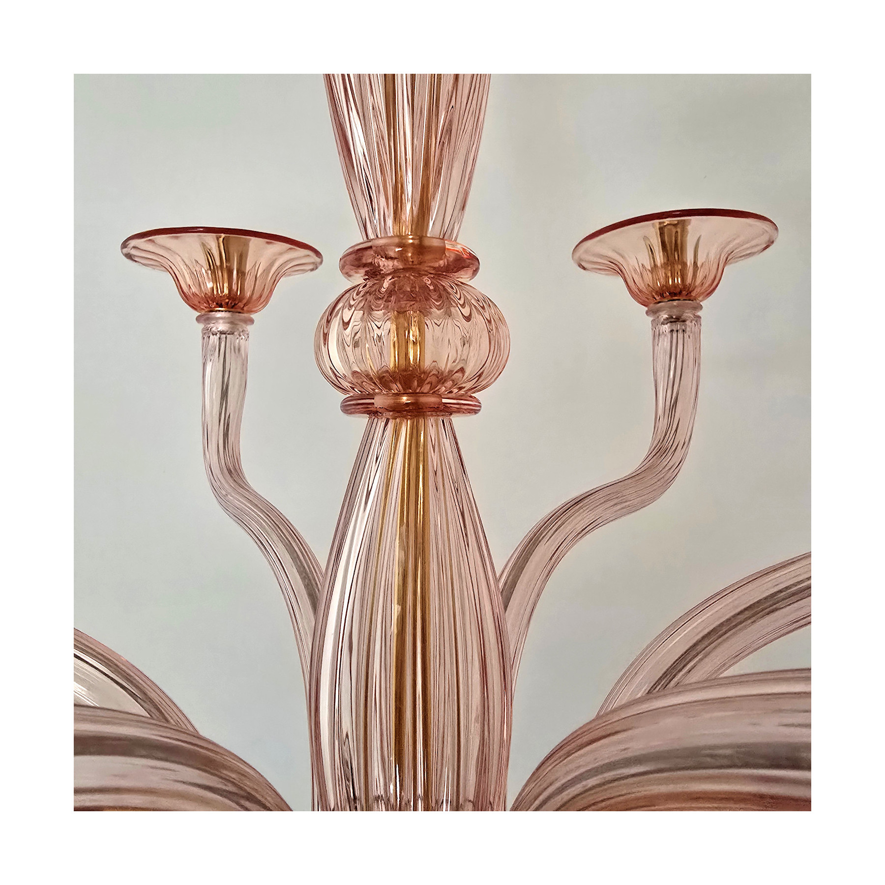 Pink Neoclassical Murano glass chandelier