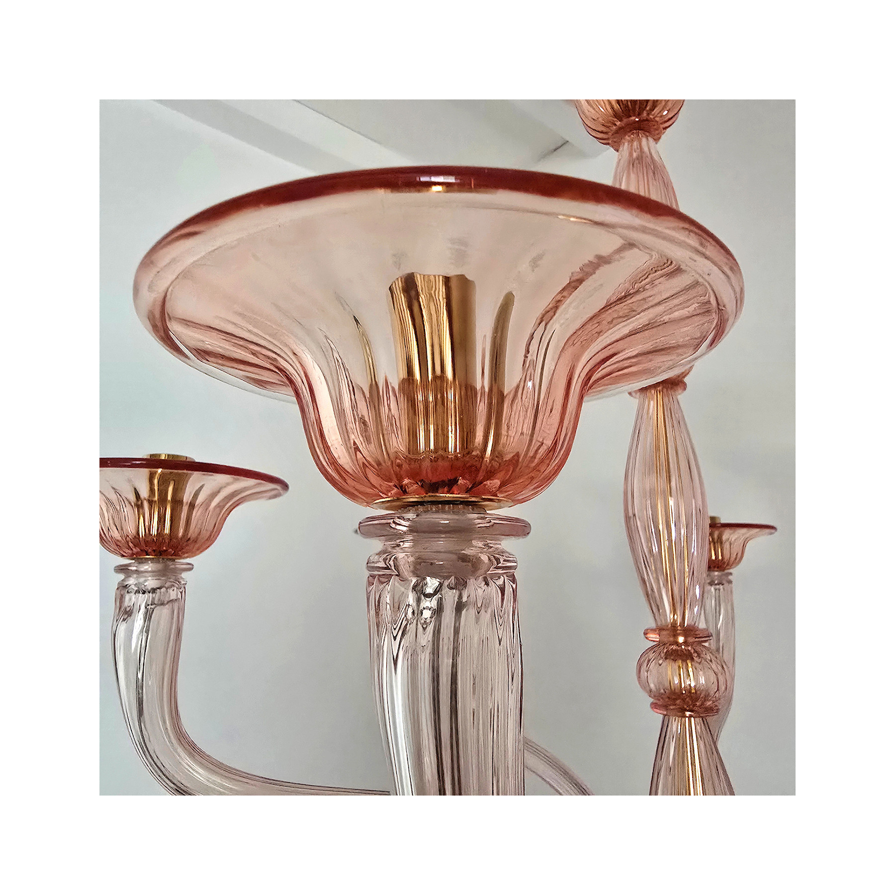 Pink Neoclassical Murano glass chandelier