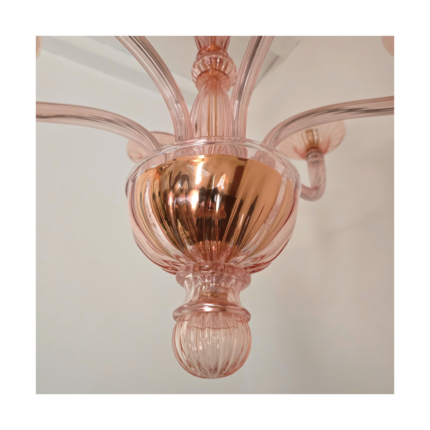 Pink Neoclassical Murano glass chandelier