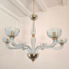 Light Blue Murano glass chandelier, Italy 1980s