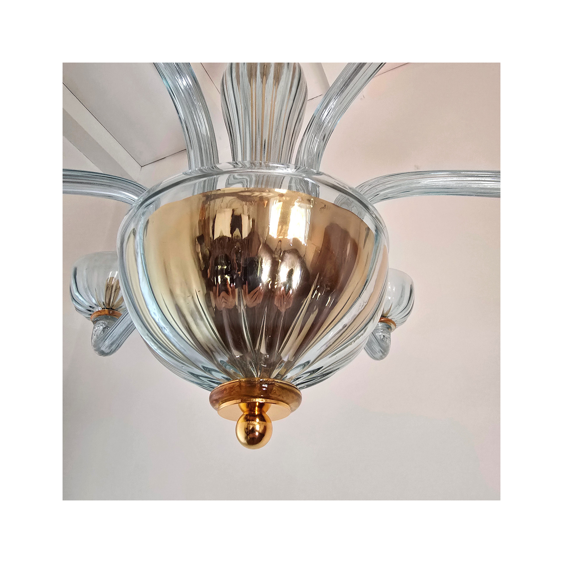 Light Blue Murano glass chandelier, Italy 1980s