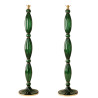 Pair of green, mid century modern, Murano glass floor lamps