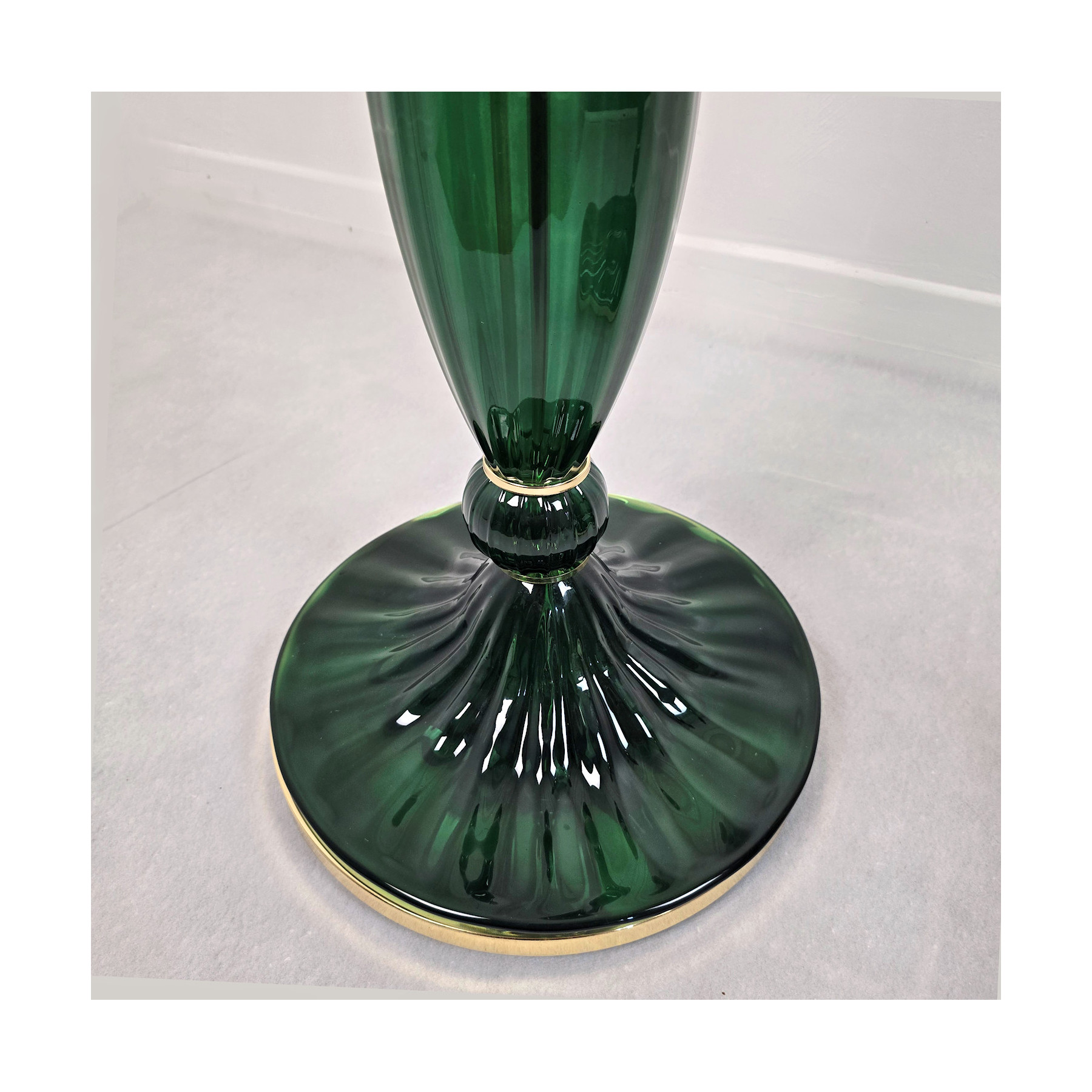 Pair of green, mid century modern, Murano glass floor lamps