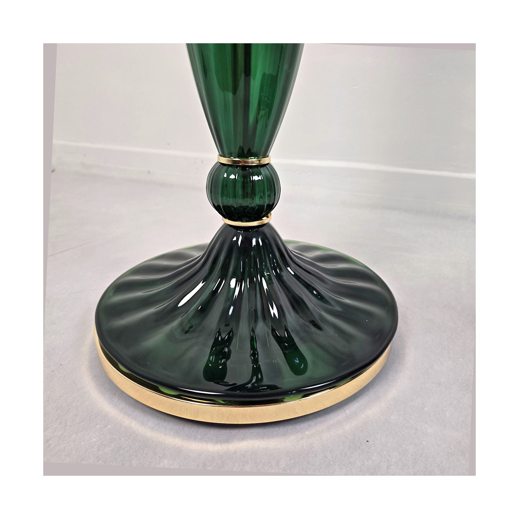 Pair of green, mid century modern, Murano glass floor lamps
