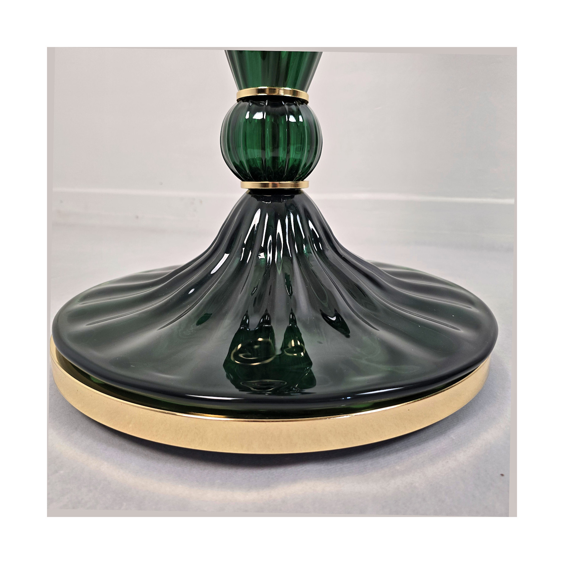 Pair of green, mid century modern, Murano glass floor lamps