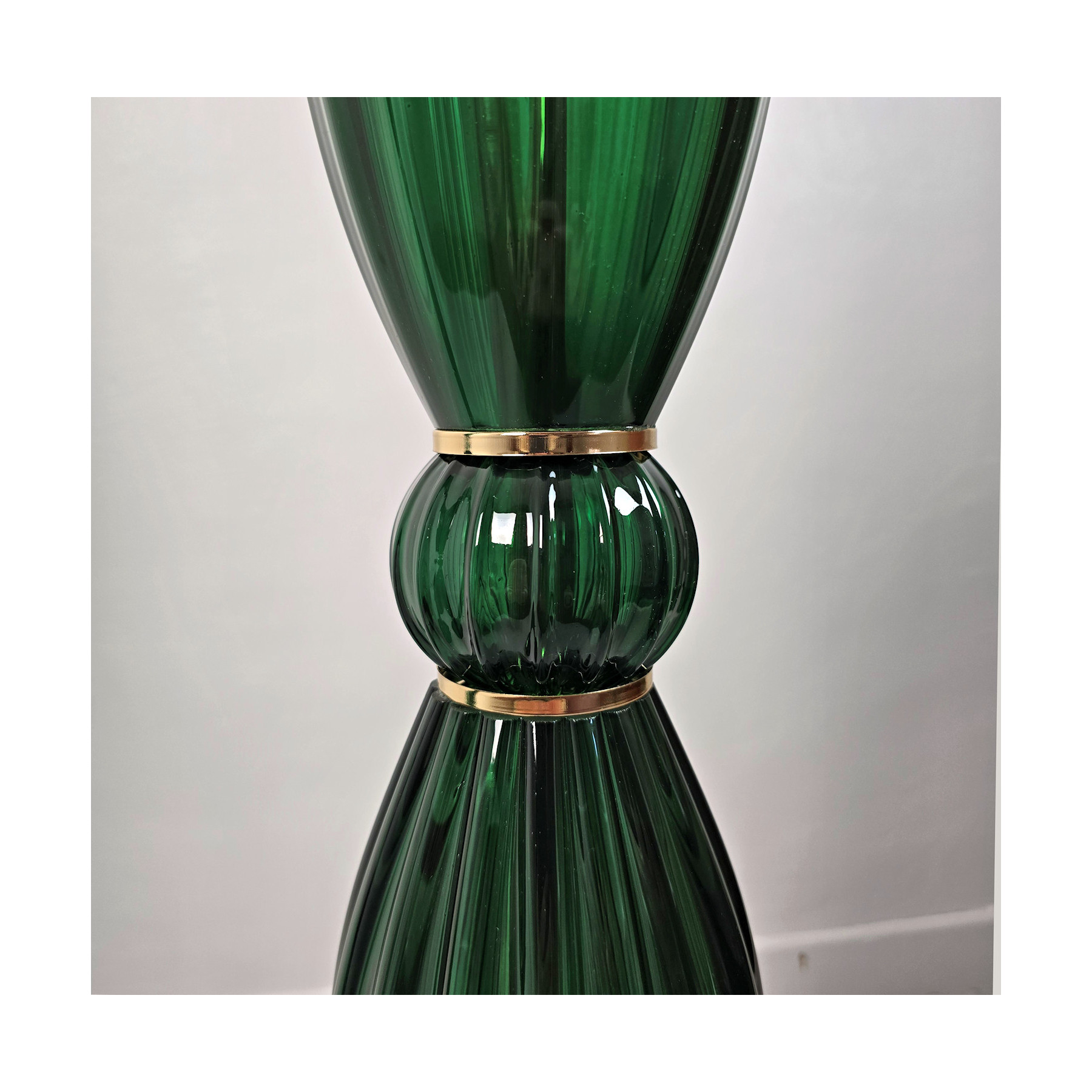 Pair of green, mid century modern, Murano glass floor lamps